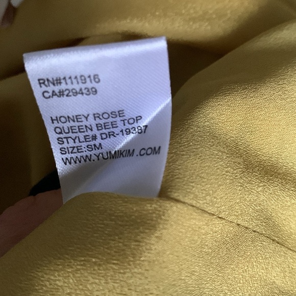 Yumi Kim Yellow Floral Long Sleeve honey rose queen bee top Size S wrap - Picture 3 of 8